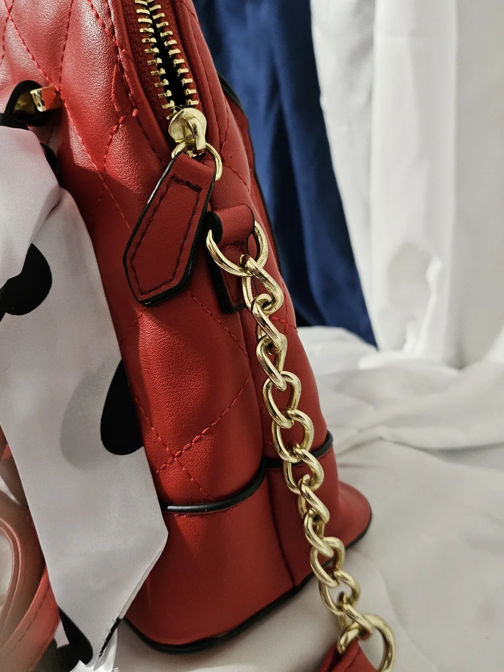 madden girl Red Quilted Dome Satchel